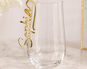 Personalized Wine Glass Charm, Custom Name Drink Marker