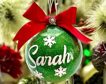 Personalized Glitter Christmas Ball Ornament