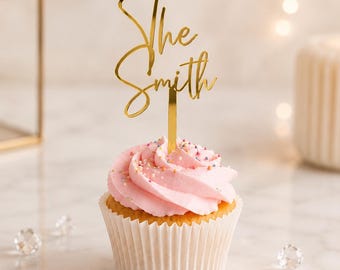 Personalized Cupcake Toppers, Custom Name Cupcake Picks, Wedding Cupcake Toppers, Birthday Party Decor, Acrylic Cupcake Toppers
