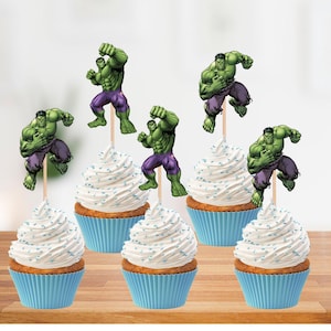 Hulk Cupcake Toppers - Hulk party decorations - Hulk Birthday - Smash Hero Cupcake Picks (double-sided)!