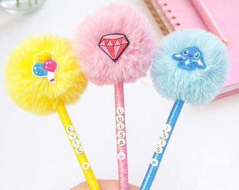 Personalized Pen for Kids – Custom Name Fluffy Pen, Cute Gift for kids, Valentine Classroom Favor
