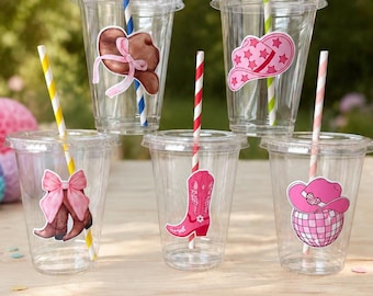 Cowgirl Party Cups – Cowgirl Disposable Cups  - Yeehaw Party Cups - Cowgirl Rodeo Cups – Disposable Cups for Western Party Fun