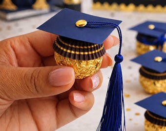 Graduation Cap Favor Toppers, Cardstock Mini Hats with Tassels, Class of 2026 Party Favors