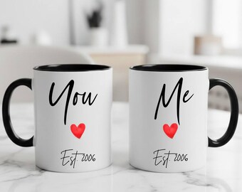 Juego de tazas de cerámica "Tú y yo": regalo de San Valentín