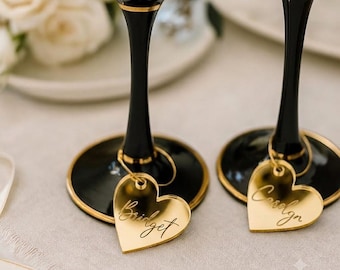 Personalized Wine Glass Charms, Custom Name Drink Tags, Acrylic Wedding Wine Charms, Bridal Shower Favors