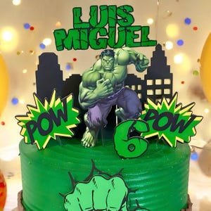 Personalized Hulk Cake Topper - Hulk Birthday  - Hulk Party decor - Avenger Party Decorations - Hulk Birthday Party