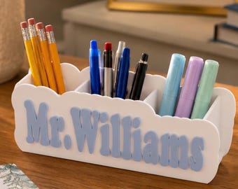 Personalized Teacher Desk Organizer | Custom Pencil Holder | Teacher Desk Accessories | Teacher Appreciation Gift | Back to School Gift