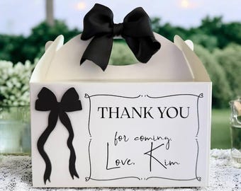 Personalized Black Bow Thank You Favor Box - Wedding Welcome Gift