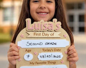 Personalized First & Last Day of School Sign | Reusable Back to School Board | Wooden