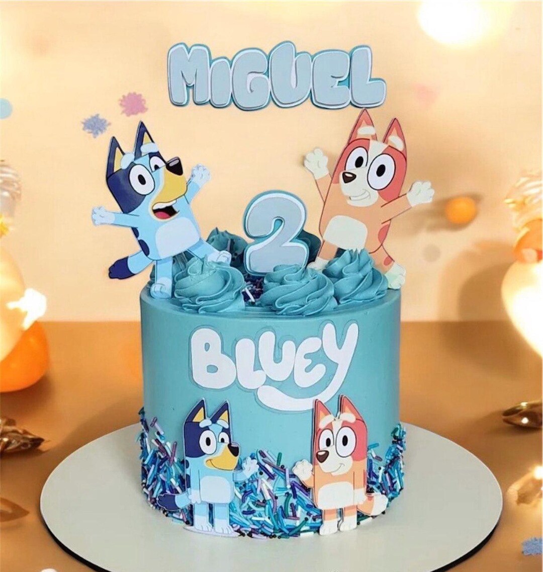 Blue Dog Birthday Cake Topper | Cartoon Dog Party Decor | Puppy Theme Cake Topper - Israel