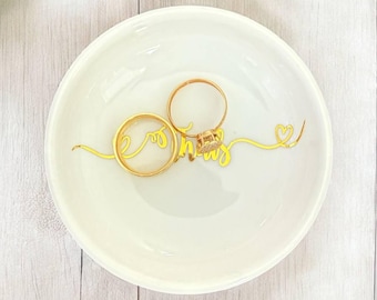 Personalized Ceramic Jewelry Dish – Bridesmaid Gift, Ring Holder