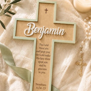 Personalized Wooden Cross, Custom Wooden Cross for Baby, Baptism Gift for Boy or Girl, Nursery Cross, Christening Gift, Baby Name Cross