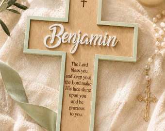 Personalized Wooden Cross, Custom Wooden Cross for Baby, Baptism Gift for Boy or Girl, Nursery Cross, Christening Gift, Baby Name Cross