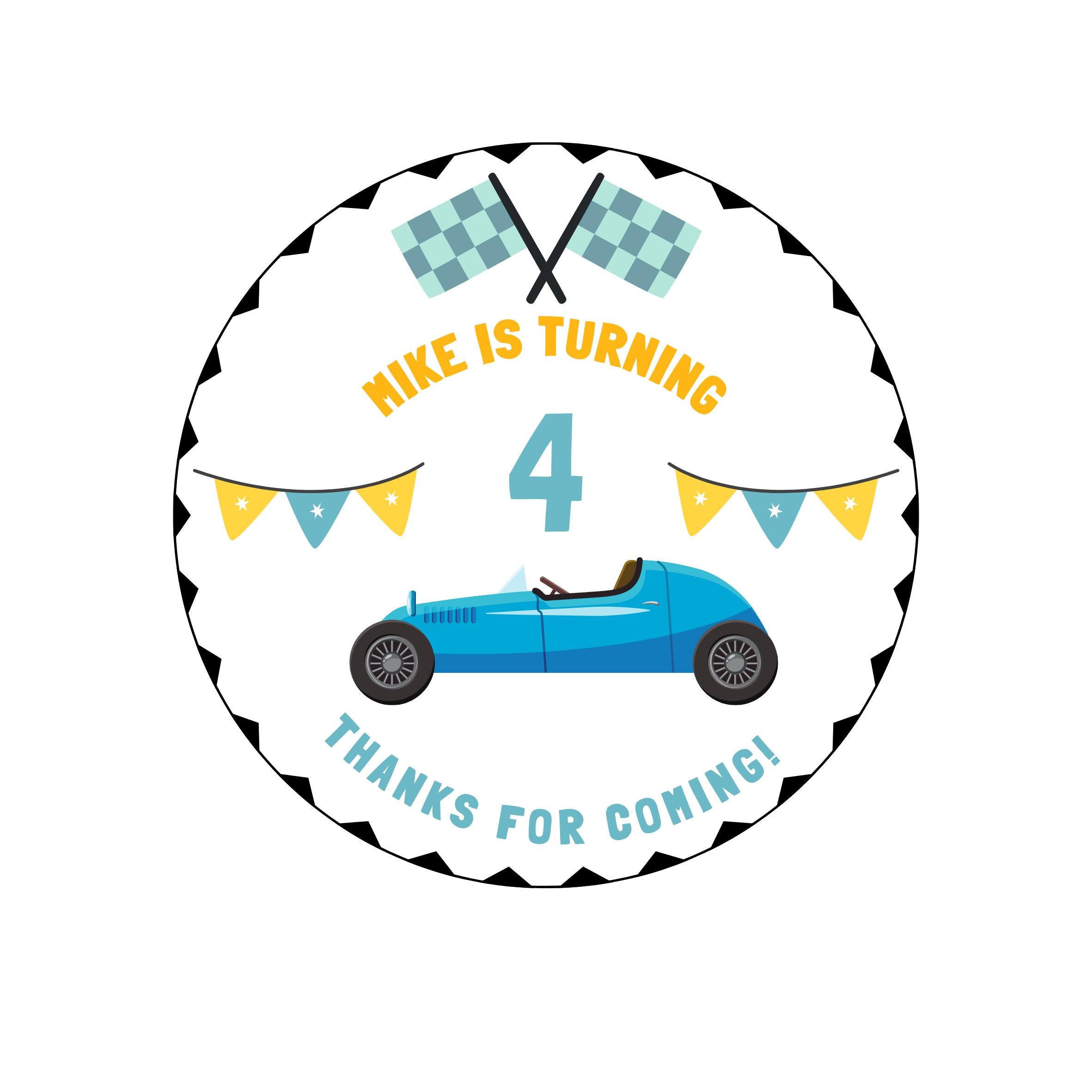 Personalized Race Car Birthday Stickers – Party Favor Labels - Etsy