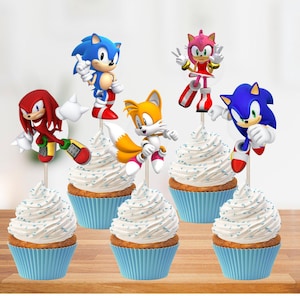 Sonic Cupcake Toppers - Sonic party decorations - Sonic Birthday - Set of 10 (double-sided)!