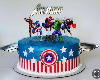Adorno para tarta personalizado de Los Vengadores - Decoración para fiesta de cumpleaños