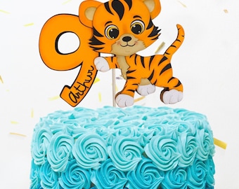 Personalized Tiger Cake Topper – Birthday Party Decor
