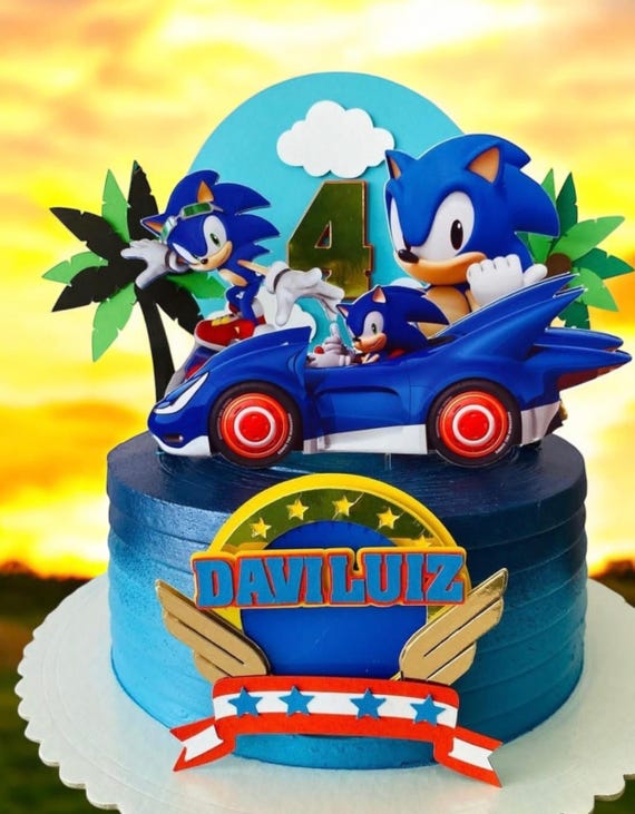 Décorations De Gâteau Sonic - Cake Topper Et Cupcake Topper Thème Sonic Pour Anniversaire Enfants