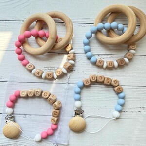 Personalized Pacifier Clip and Rattle Set - Custom Pacifier Clip with Name - Custom  Baby Shower Gift - Newborn Gift - Custom Baby Name