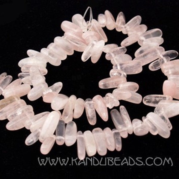 Pink Rose Quartz Smooth Crystal Point Beads 15mm 16 inch strand