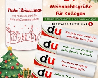 Könnte beinhalten: Ein festliches Bild mit einem Weihnachtsgeschenkset. Das Set enthält eine Box mit dem Wort "duplo" und Weihnachtsgrüßen sowie mehrere Schokoriegel mit deutschen Sätzen. Ein geschmückter Weihnachtsbaum und verpackte Geschenke sind ebenfalls zu sehen.