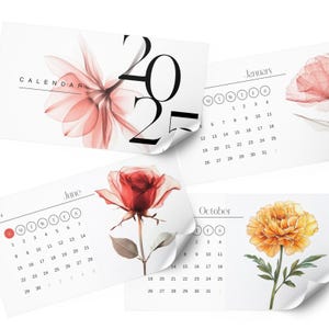 2025 Calendar, monthly planner, printable 2025 calendar, Minimalist Planner, printable PDF, printable PNG, floral calendar 2025