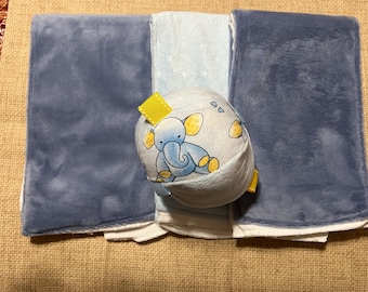 Juego de sonajero con forma de elefante azul y paños para eructar, regalo para bebé, OFERTA
