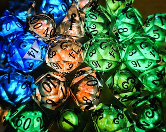 Aurora Glow in the Dark Liquid Core Set: Sharp Edge D&D Dice