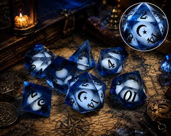 Nebula Moon Liquid Core Dice Set: Sharp Edge D&D Dice