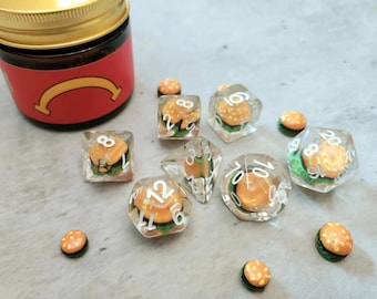 Unhappy Meal Hamburger Burger Dice Set  D&D Dice  DND