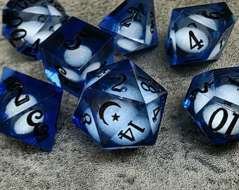 Nebula Moon Liquid Core Dice Set: Sharp Edge D&D Dice