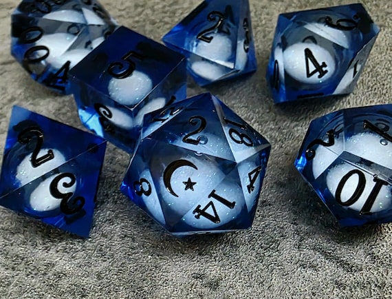 Nebula Moon Liquid Core Dice Set: Sharp Edge D&D Dice