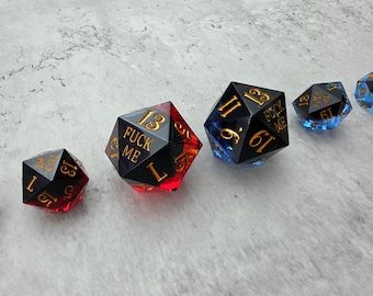 Chonk 33mm Big Dice Reflection Crystal Resin Dice Set: F words word DND Sharp Edge