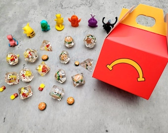 Unhappy Meal Box Hamburger Fries Coke Burger Dice Set D&D Dice DND