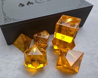 Crystal Glass Dice Set - Stormforge Thunder D&D Dice