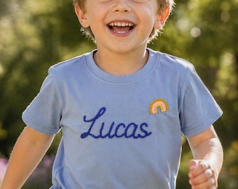 Personalized Kids Name T-Shirt, Custom Hand Embroidered Shirt for Girls Boys, Toddler Name Tee, Birthday Gift, Back to School Outfit