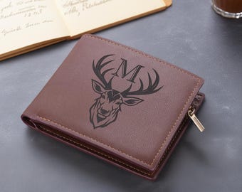Personalized Leather Wallet, Laser Engraved Genuine Leather Custom Wallet, Memory Gift, Anniversary Gifts for Him, Father's Day Gift