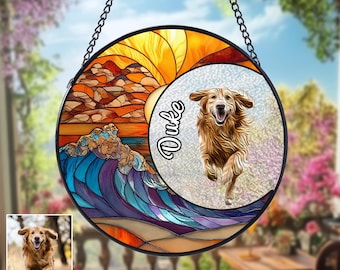 Vitrail attrape-soleil - cadeau commémoratif personnalisé pour animal de compagnie, cadeau de sympathie pour animal de compagnie, cadeau de perte d'animal de compagnie, cadeau commémoratif de chien, souvenir de chat, en souvenir d'amour