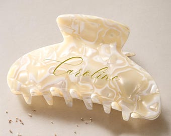 Azetat Haarkralle mit Gravur - personalisierte Name Haarspange, Haar Accessoire für Frauen, Brautjungfer Geschenk, Hochzeitsbevorzugung