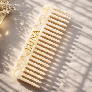 Bröllopsbrudtärnepresent, specialdesignad hårkam, specialdesignad hårspänne i acetat, hårkam i marmor, fickhårkam, brudpresent, graverad spegel