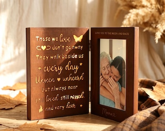 Personalized Memorial LED Photo Frame, In Loving Memory Gift for Loved One, Custom Engraved Wooden Remembrance Frame, 4x6 Picture Frame