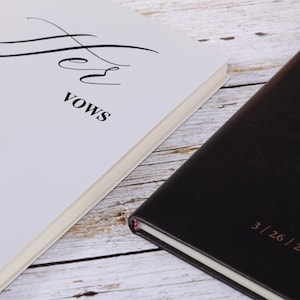 Wedding Vow Books * 2, His/Her/My Vows to, Hardcover and Leather Cover, Custom Name and Date, Bride and Groom Notebook for Ceremony Vow Book