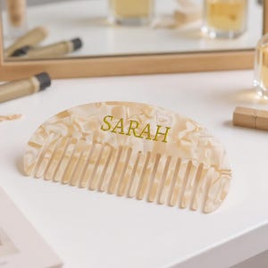 Custom Hair Comb, Wedding Bridesmaids Gift, Custom Initial Acetate Hair Comb, Marble Hair Comb, Pocket Hair Comb, Bridal Gift, Engraved Comb