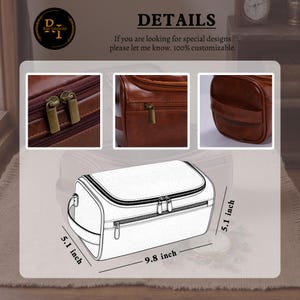 Christmas Gift for Dad, Custom Toiletry Bag, Custom Groomsmen Gift, Men's Leather Accessory, Anniversary Gift for Him, Leather Travel Kit image 6