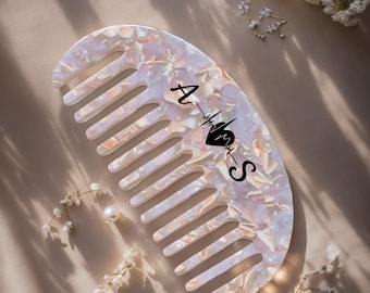 Custom Name Comb – Personalized Acetate Hair Comb, UV Printed Wide Tooth Comb, Gift for Her, Bridesmaid Gift,French Aesthetic Hair Accessory