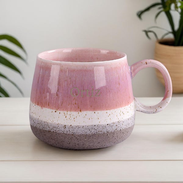 Personalized Nordic Mug – Custom Engraved 14oz Ceramic Coffee Cup – Minimalist Stoneware Mug Gift for Him Her Dad Mom – Scandinavian Style