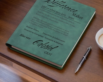 Diario personalizado para marcar la diferencia, cuaderno de regalo con la definición de "marcar la diferencia", regalo de cumpleaños para un compañero de trabajo, regalo para un mentor, regalo para un líder o jefe.