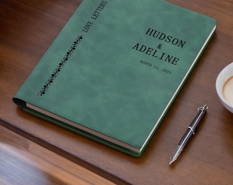 Aangepaste liefdesbrieven dagboek, gepersonaliseerd notitieboek voor koppels, aangepast eerste verjaardag papieren cadeau voor echtgenoot, herinneringen samen dagboek