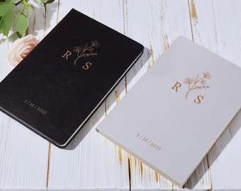 Vow Books Minimalist Simple Set of 2, Her Vows, His Vows, Custom Wedding Vow Book, Color and Cover Type Choices Available