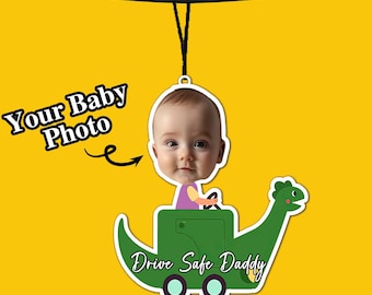 Ambientador para coche personalizado con foto de avatar para niños, para papá, con foto de papá "Conduce seguro", colgador personalizado para coche.